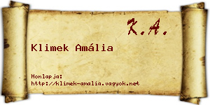Klimek Amália névjegykártya